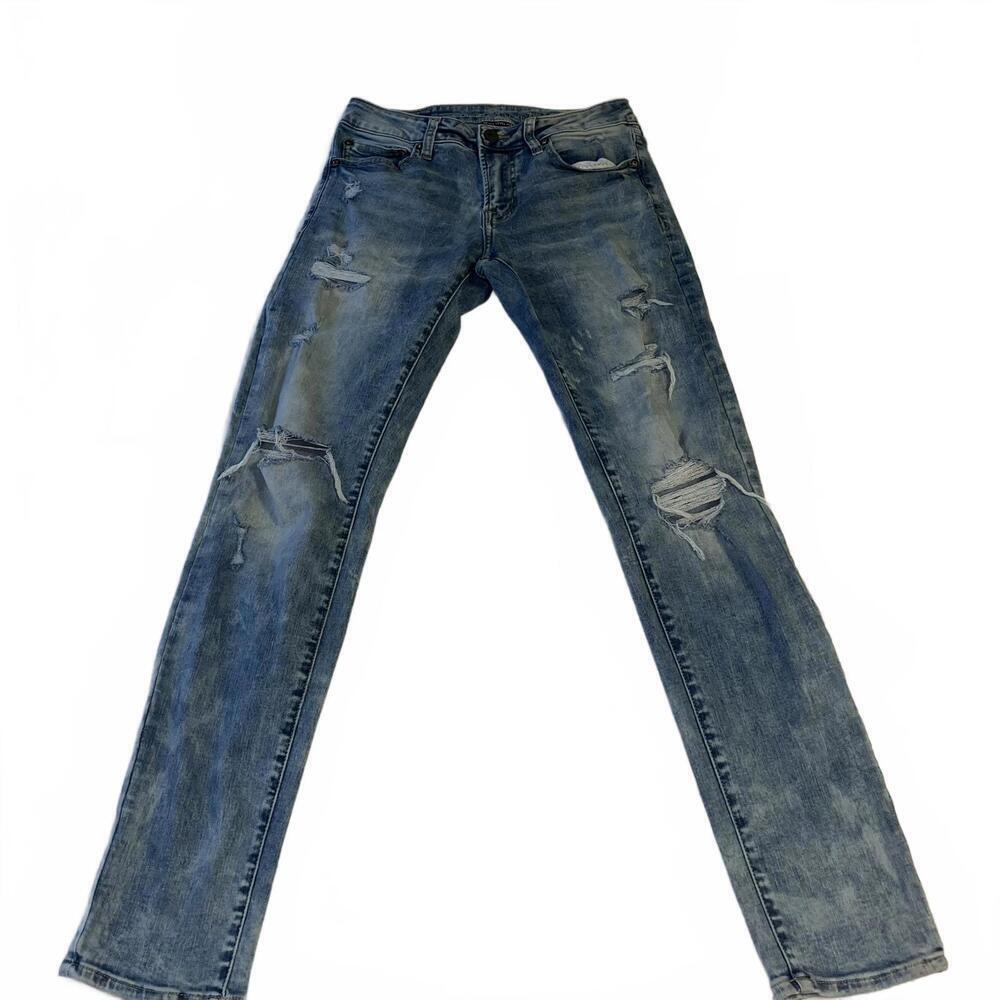 American Eagle Next Level Flex Slim Men’s W28 x L32 Distressed Light Wash Jeans - Picture 2 of 8